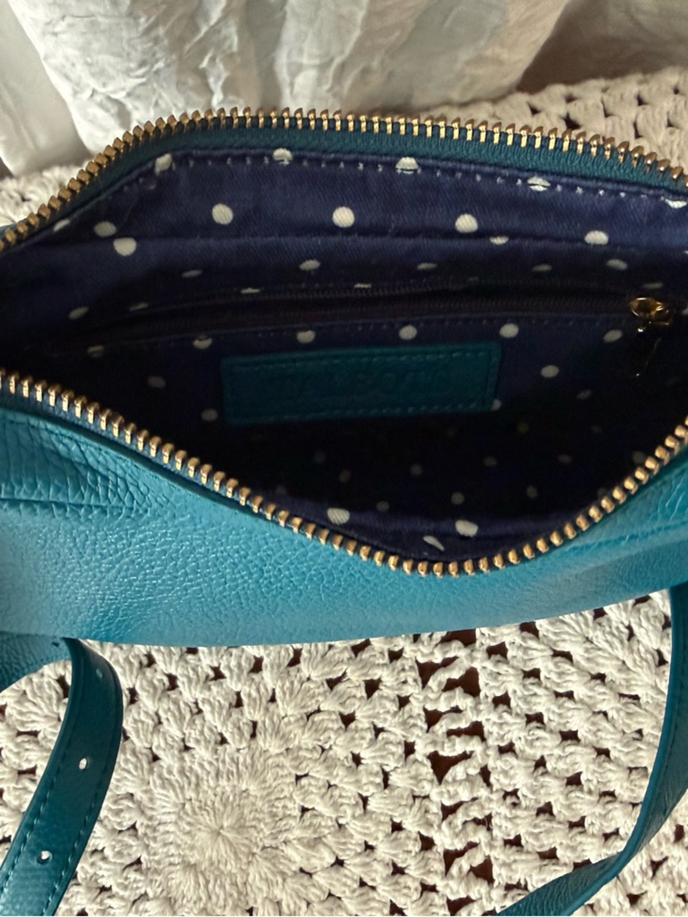 Talbots Teal Leather Crossbody Bag - Picture 8 of 12